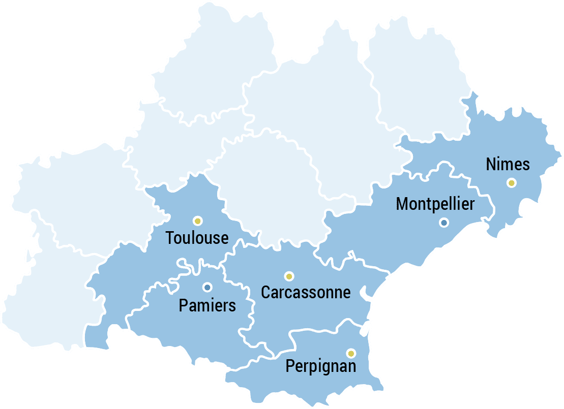 Carte de la zone d'intervention en Occitanie
